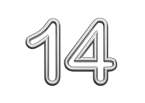 Number Fourteen 14 Made Of Silver Metallic. 3D Illustration png