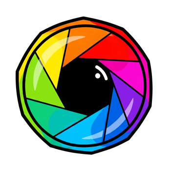 Vibrant Colorful Cartoon Camera Lens Aperture Isolated On Transparent Background png
