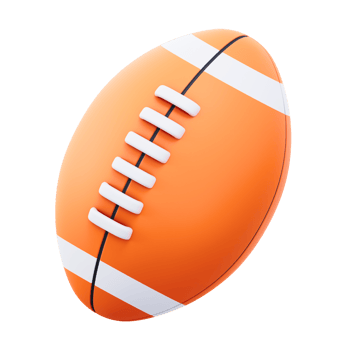 Orange football with white stripes png