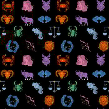 Colorful zodiac signs on black background vector