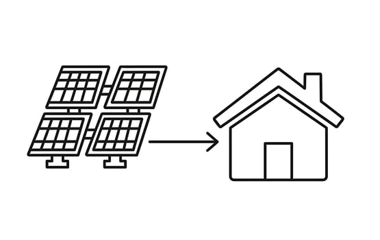 Solar power system with house and solar panels illustration vector