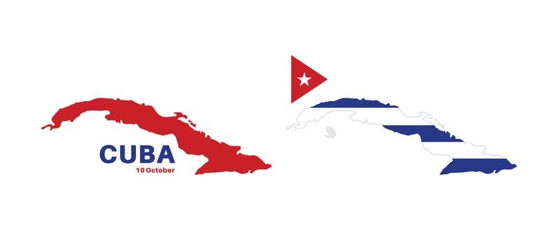 Set of isolated cuba maps. cuba flag overlaid with flag proportions. Maps and traveling around the world vector