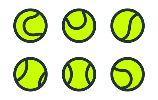 Colorful tennis ball designs arranged in a grid. vector