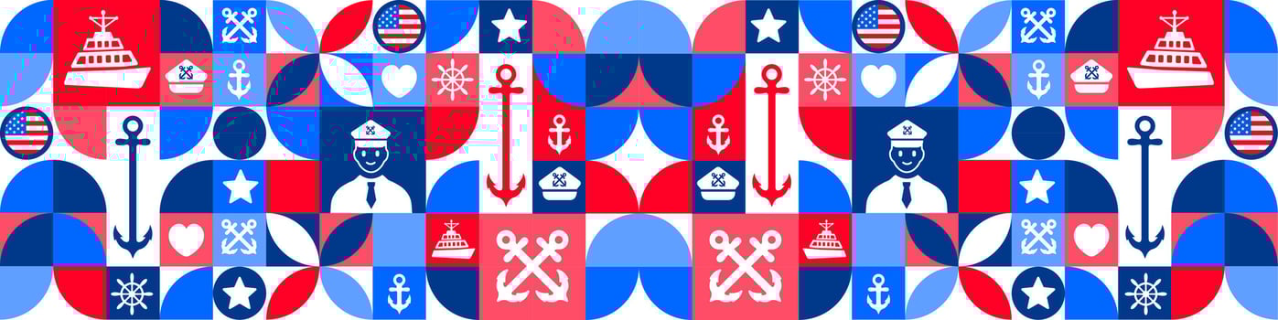 us coast guard birthday or happy birthday us coast guard Geometric shape pattern background, banner or poster design template. observed every year in August. Holiday concept. vector