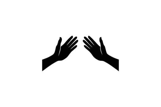 Two Hands Reaching Outward in a Gesture of Connection or Separation Depicted in a Striking Silhouette silhouette The image features two hands vector