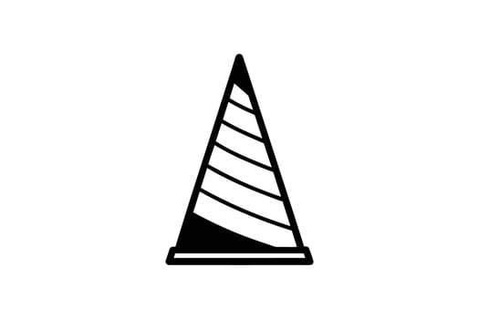 Striking Black and White Illustration of a Striped Traffic Cone Conveying Safety and Caution with a Clean Silhouette Style silhouette simple vector