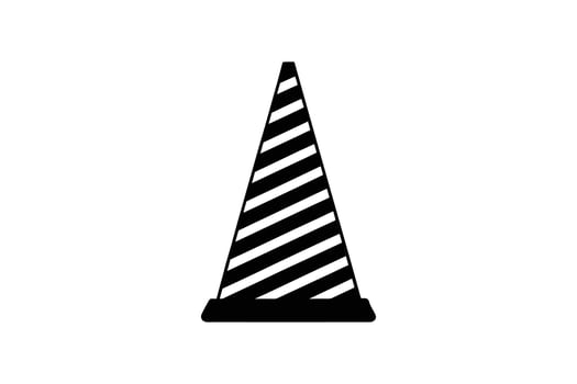 Striking Black and White Striped Traffic Cone Illustration A Minimalist Design with Bold Contrast and a Silhouette Effect silhouette This image vector