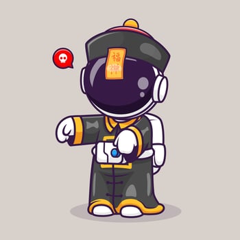 Cute Astronaut Vampire Chinese Cartoon vector