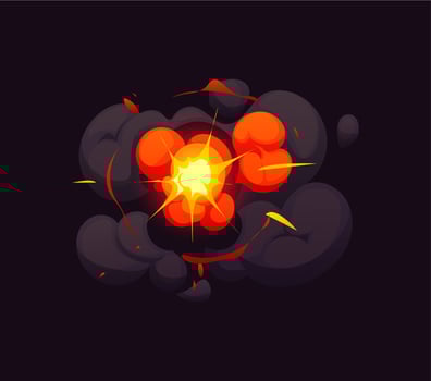 Comic bomb explosion blast cloud cartoon effect vector
