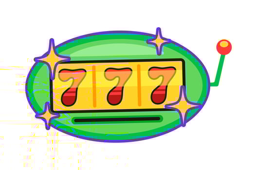 Casino slot machine three seven Y2K groovy sticker vector