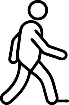 Simple black outline icon of a person walking silhouette vector