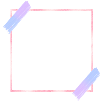 Pink square frame with purple and blue tape on the corners, Square border png