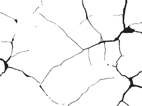 Abstract black silhouette of jagged cracks and lines on a white background isolated on transparent background vector