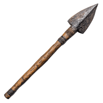 Tribal Spear with Forged Iron Blade and Natural Wooden Handle Isolated on Transparent Background png