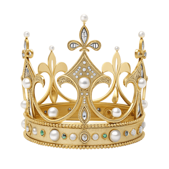 Beautifully Crafted Gold Crown with Pointed Arches and Intricate Details png