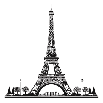 Classic Black and White Silhouette of the Eiffel Tower png