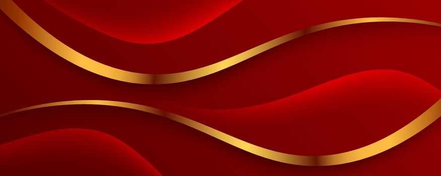 Red and gold wave background design vector