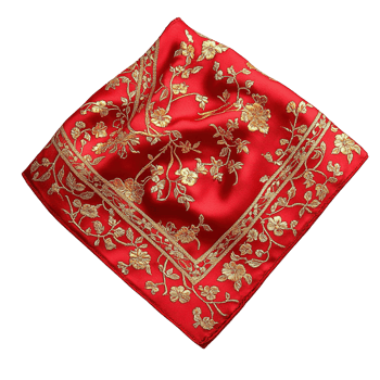 Luxurious Chinese Wedding Handkerchief Featuring Golden Floral Patterns Isolated on Transparent Background png
