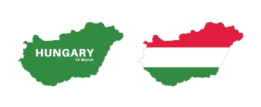 Set of isolated hungary maps. hungary flag overlaid with flag proportions. Maps and traveling around the world vector