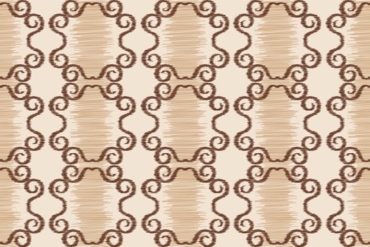 Design of brown cream wallpaper ikat pattern motif geometric art abstract. vector