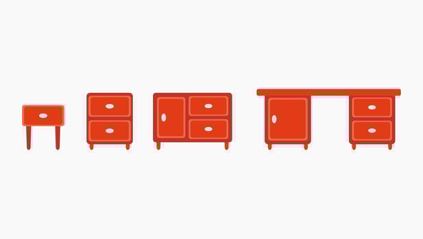 collection of red cabinets and cupboard for restaurant, house, and bar illustration background, poster and websites furniture promotion vector
