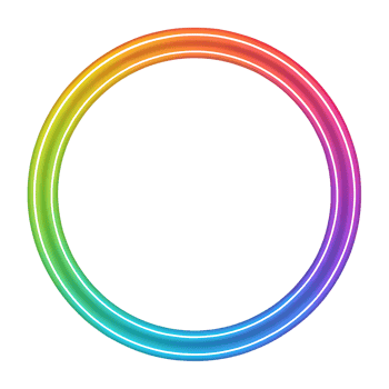 Bright Neon Circle Frame in Rainbow Colors with Soft Glowing Blur png