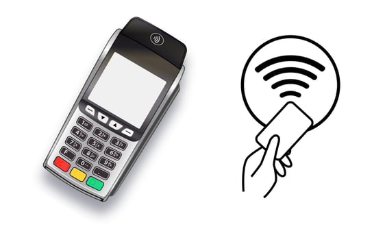 Contactless payment terminal and card vector