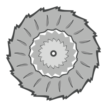 Abstract Saw Blade Mandala - Industrial Gray Gear Pattern png