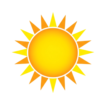 Stylized Sun Icon With Yellow And Orange Rays Graphic Isolated On Transparent Background png