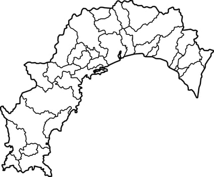 Kochi Prefecture Outline Map vector