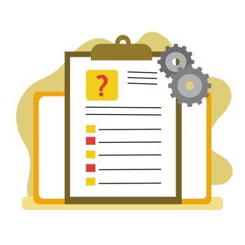Checklist with question and gears png