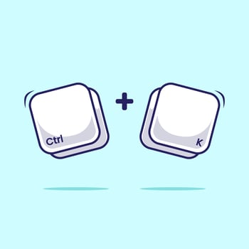 Computer keyboard combination shortcut Ctrl K icon, button or symbol for fast typing technology and Work efficient innovation vector