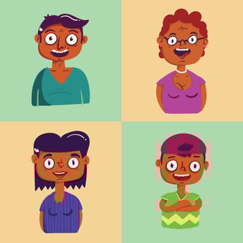 set of cartoon indian family vector