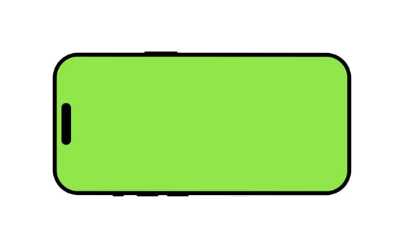 Smartphone frame. Blank smart phone green screen backdrop. Gadget flat symbol. Device front horizontal view. Sign for website design, ui, mobile app. Mobile phone black icon. vector