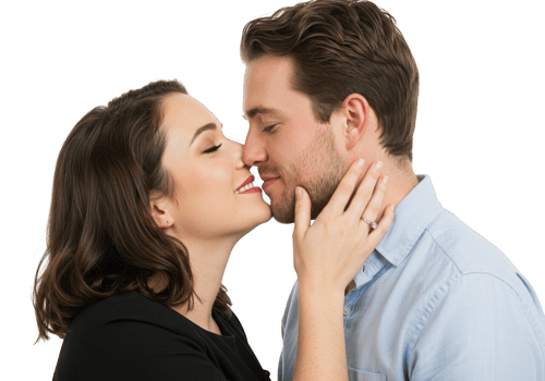 A man and woman are kissing each other png