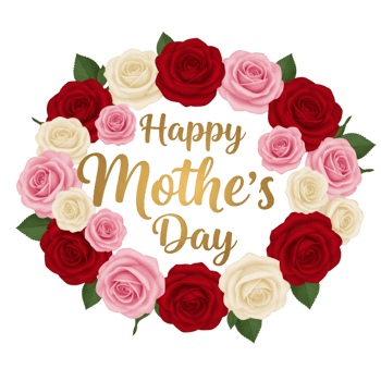 Mothers Day card with red roses and celebratory message png