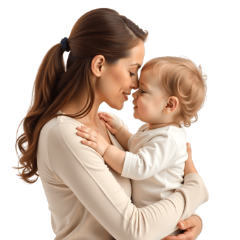 Mother and child sharing tender moment in family portrait png