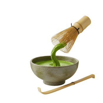 Traditional green tea ceremony with wooden utensils and ritual png
