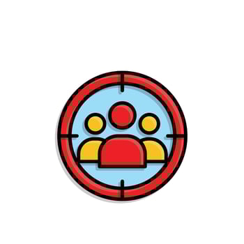 Marketing icon. Target Audience. Silhouette of a person in a target circle. Branding, strategy, digital. Isometric design style vector