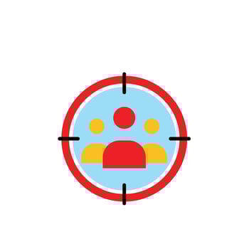Marketing icon. Target Audience. Silhouette of a person in a target circle. Branding, strategy, digital. flat design vector
