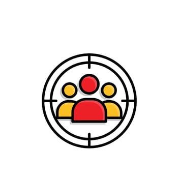 Marketing icon. Target Audience. Silhouette of a person in a target circle. Branding, strategy, digital. Mixed design style vector
