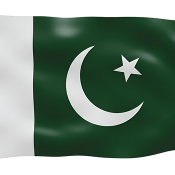 Green crescent moon flag with white symbol on fabric png