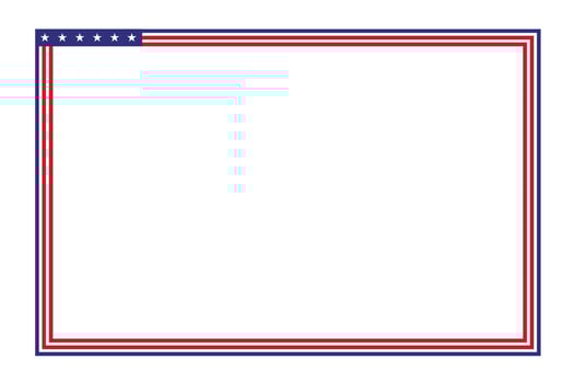 American flag theme style rectangular square frame or border template USA red blue for independence day document, invitation background decorative 4th July patriotic celebrations vector
