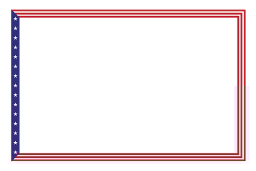 American flag theme style rectangular square frame or border template USA red blue for independence day document, invitation decorative 4th July patriotic celebrations stripe vector
