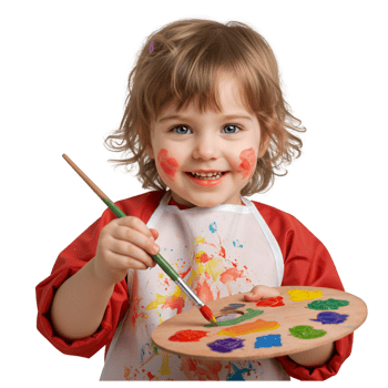 Young child eating meal at table with food plates png