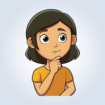 An illustration of a girl hand under his chin and orange shirt vector
