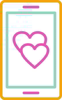A tablet with two hearts on it vector