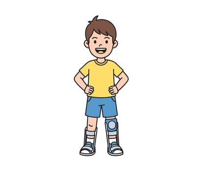 A cartoon boy with a broken leg vector