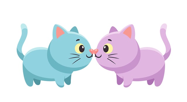 Two cute cats kissing each other on the nose vector
