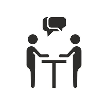bubble speech interview, people group dialog icon, two person talk, human meeting, flat illustration vector